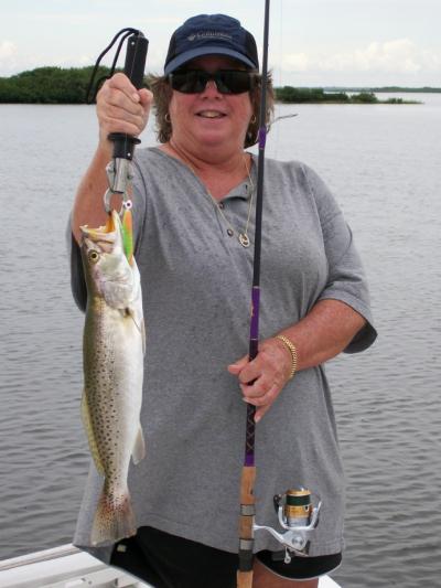 Nancy Allen with a beautiful SeaTrout.